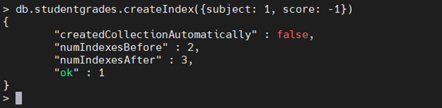 MongoDB compound index example.